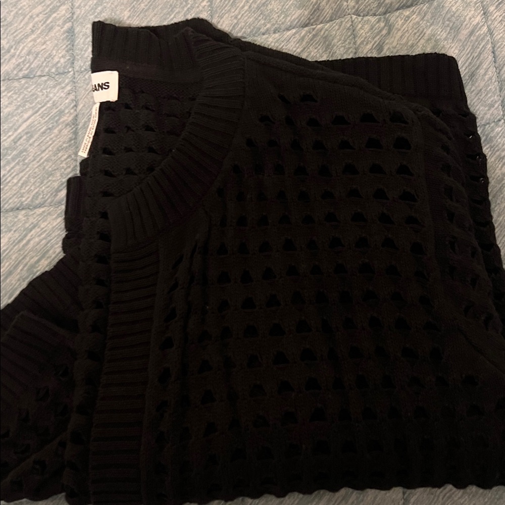 DKNY JEANS, IT CITY OPEN WEAVE CARDIGAN BLK COLOR SIZE L - Picture 8 of 10